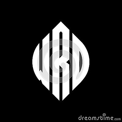 WRD circle letter logo design with circle and ellipse shape. WRD ellipse letters with typographic style. The three initials form a Vector Illustration