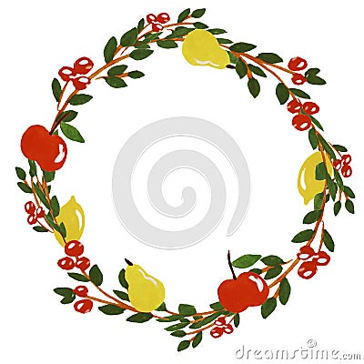 Wreath with apples and pears Stock Photo