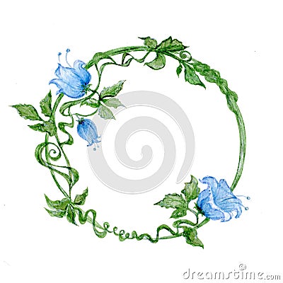 Wreath with blue flowers Stock Photo