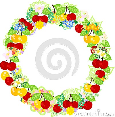 The wreath of cherries Vector Illustration