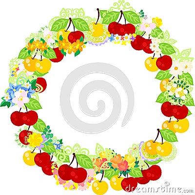 The wreath of cherries Vector Illustration