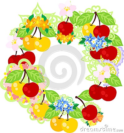 The wreath of cherries Vector Illustration