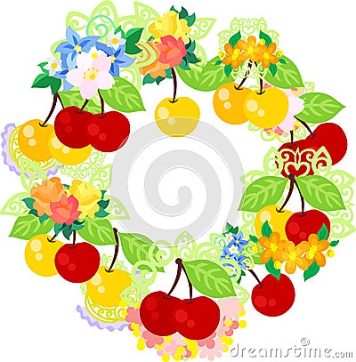 The wreath of cherries Vector Illustration