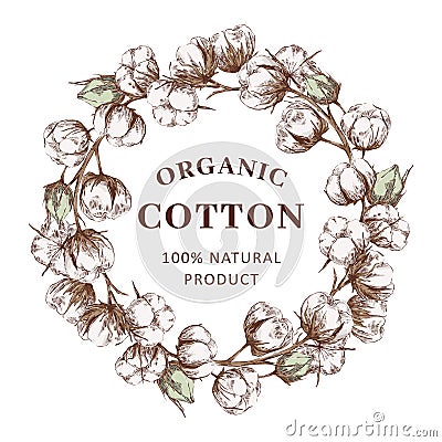 Wreath with cotton Vector Illustration