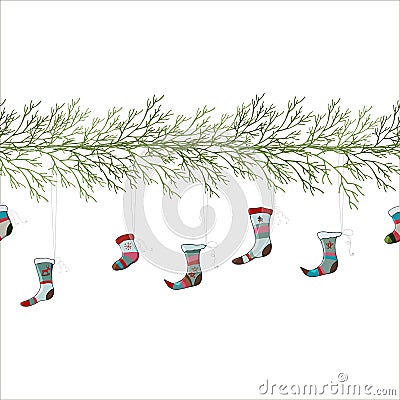 Christmas garland with shoes. Vector Illustration