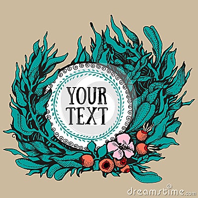 Wreath of fantasy leaves Vector Illustration