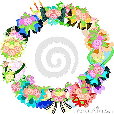 The wreath of flower objects Vector Illustration