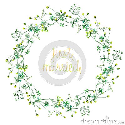 Wreath (frame) of wildflowers Stock Photo