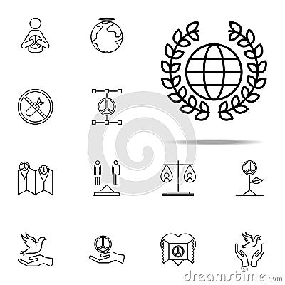 wreath and globe icon. human rights icons universal set for web and mobile Stock Photo