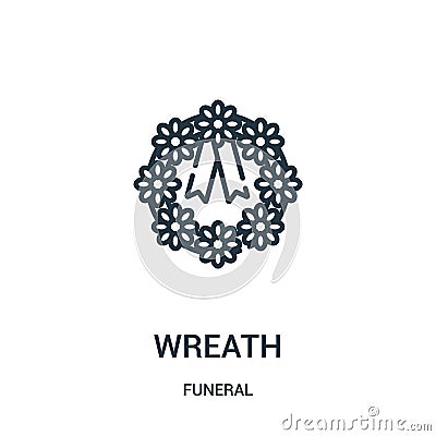 wreath icon vector from funeral collection. Thin line wreath outline icon vector illustration. Linear symbol for use on web and Vector Illustration