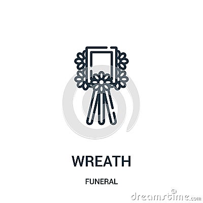 wreath icon vector from funeral collection. Thin line wreath outline icon vector illustration. Linear symbol for use on web and Vector Illustration