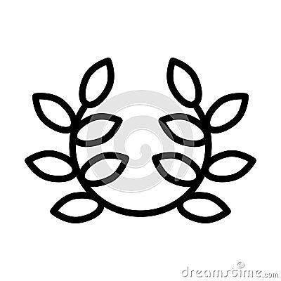 Wreath leafs crown line style icon Vector Illustration