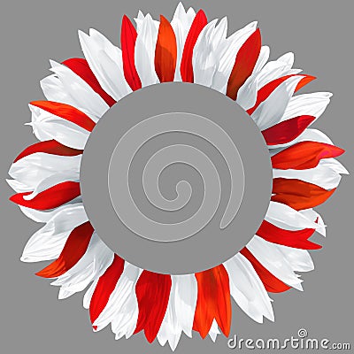 Wreath made of white and red petals Stock Photo