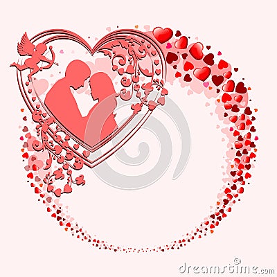 A wreath with many hearts Vector Illustration