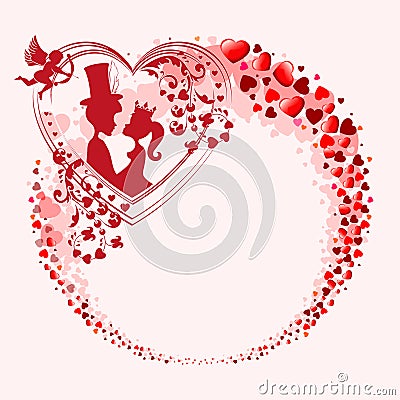 A wreath with many hearts Vector Illustration