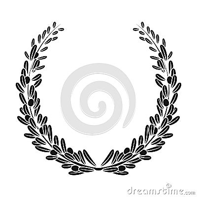 Wreath from olive branches.Olives single icon in black style vector symbol stock illustration web. Vector Illustration