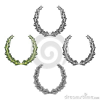 Wreath from olive branches.Olives single icon in cartoon,black style vector symbol stock illustration web. Vector Illustration