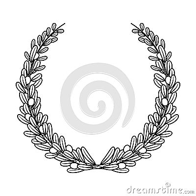 Wreath from olive branches.Olives single icon in outline style vector symbol stock illustration web. Vector Illustration