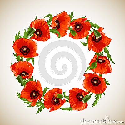 Wreath of Poppies Vector Illustration