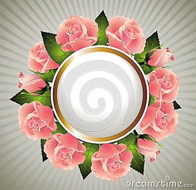 Wreath from roses for Valentine's day Vector Illustration