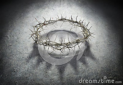 Wreath Of Thorns With King Crown Shadow Stock Photo