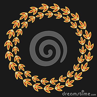 Round wreath of laurel branches frame Vector Illustration