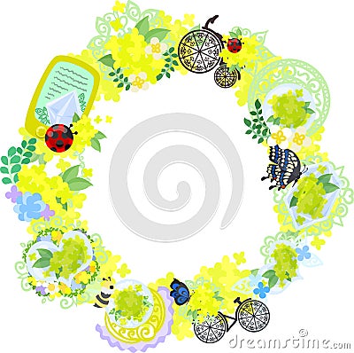 The wreath of yellow flower objects Vector Illustration