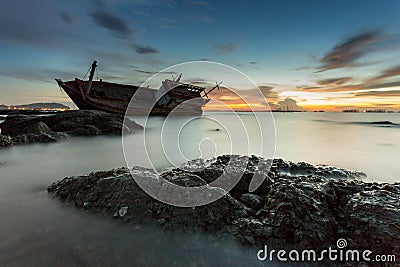 Wreck fishing boat Stock Photo