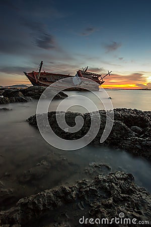 Wreck fishing boat Stock Photo