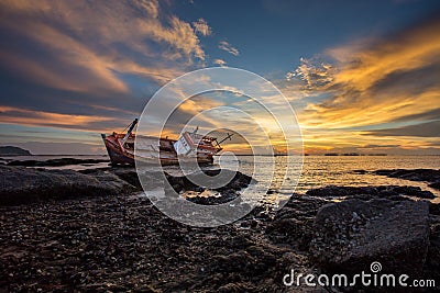 Wreck fishing boat Stock Photo