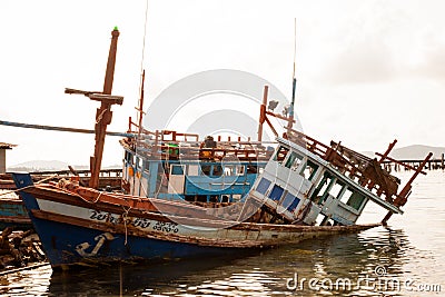 wreck fishing boat Stock Photo