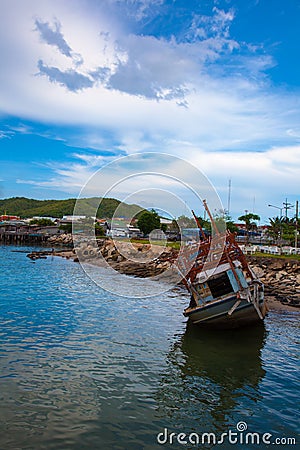 wreck fishing boat Stock Photo