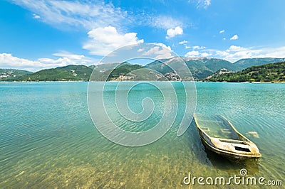 Wreck on Lake Turano Stock Photo