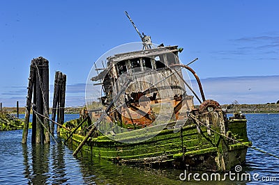 Wreck of the Mary D Hume, Gold Beach, Oregon Stock Photo