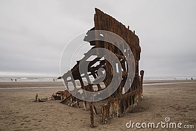 The Wreck of the Peter Iredale shipwreck, in Fort Stevens State Park, Astoria Oregon Stock Photo