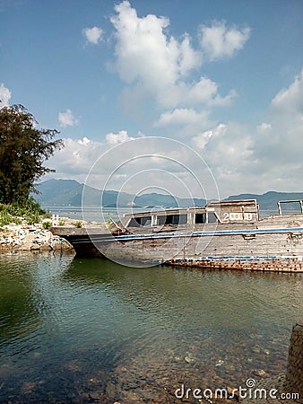 A wreck by the sea Editorial Stock Photo