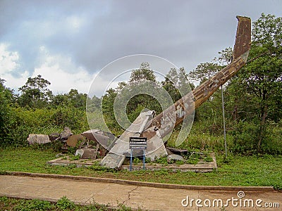 Huey helicopter wreckage at Khe Sanh - Vietnam Editorial Stock Photo