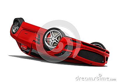 Wrecked luxury car Stock Photo