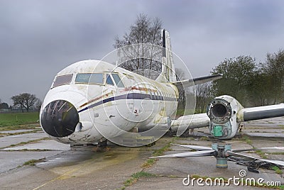 Wrecked old airplane Stock Photo