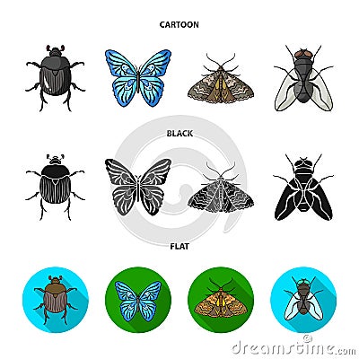 Wrecker, parasite, nature, butterfly .Insects set collection icons in cartoon,black,flat style vector symbol stock Vector Illustration