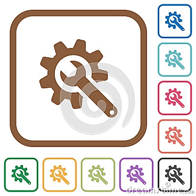 Wrench with cogwheel simple icons Stock Photo