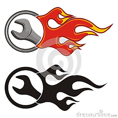 Wrench with fire Vector Illustration