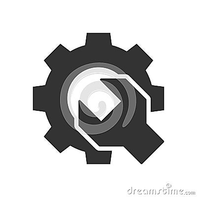 Wrench gear black icon Vector Illustration