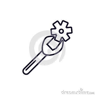 wrench with gear pinion machine Cartoon Illustration