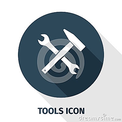 Wrench and hammer tool with a shadow underneath Vector Illustration