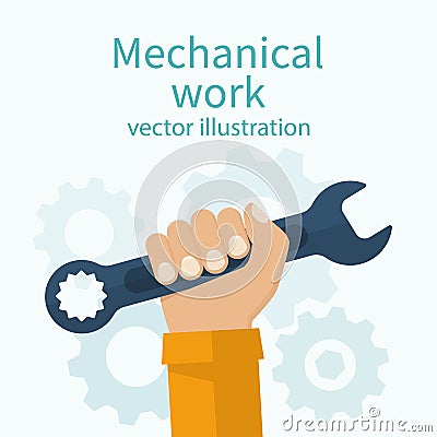 Wrench in hand human Vector Illustration