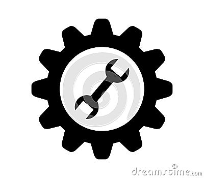 Wrench icon with gear illustrated Stock Photo