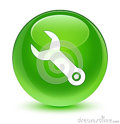 Wrench icon glassy green round button Cartoon Illustration