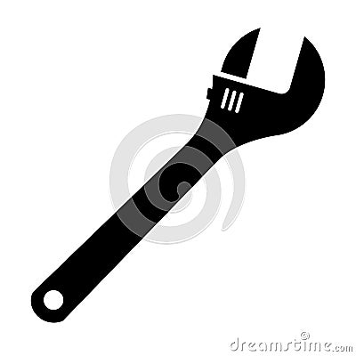 Wrench icon. Monkey wrench glyph icon. Silhouette symbol. Spanner. Vector illustration Cartoon Illustration
