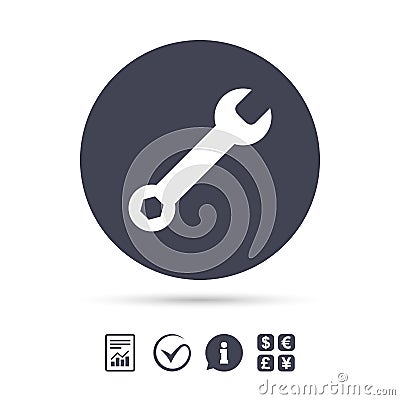 Wrench key sign icon. Service tool symbol. Vector Illustration